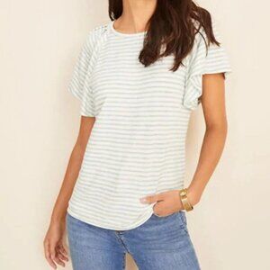 NWT 🌹 Ann Taylor Stripe Flutter Sleeve Top XS